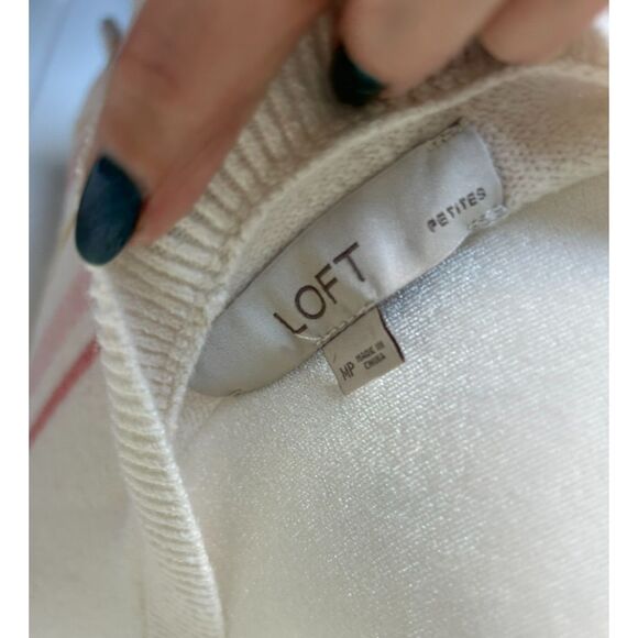 ANNE TAYLOR LOFT Lightweight Striped Sweater 3/4 Sleeves Size Medium Petite - Picture 6 of 6